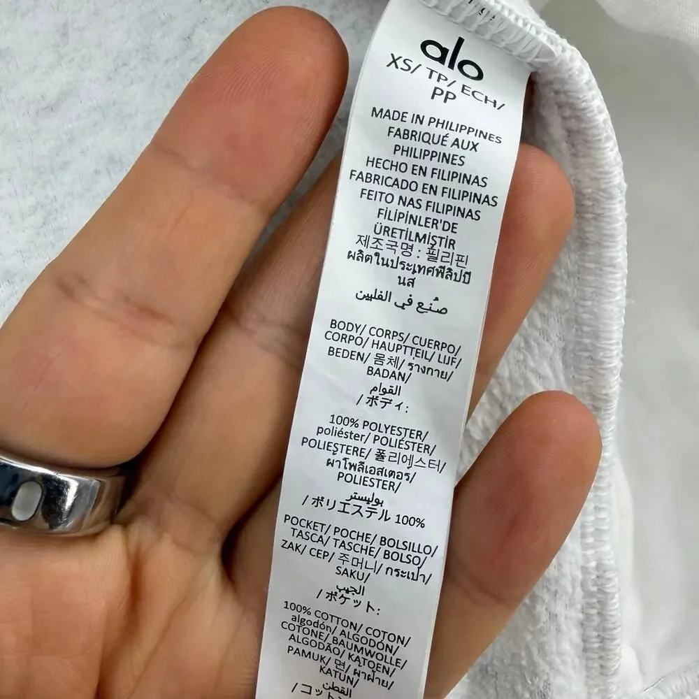 alo | Polar Fleece Retreat Cropped Jacket in White Heather Grey XS